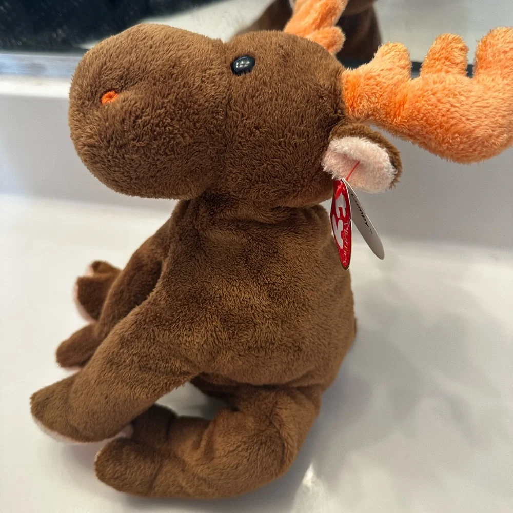 Ty Plush Moose with Orange Antlers